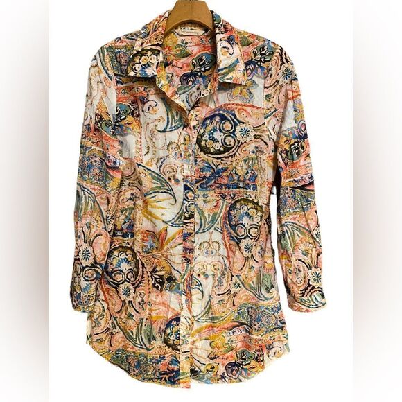 Soft Surroundings Sz XS Soft Multicolor Classic Button Down Collar LS Shirt - Picture 1 of 7